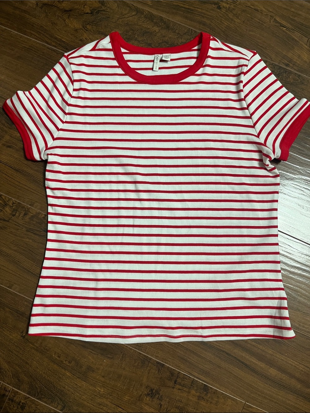 Cato Red and White Striped Crewneck Shirt